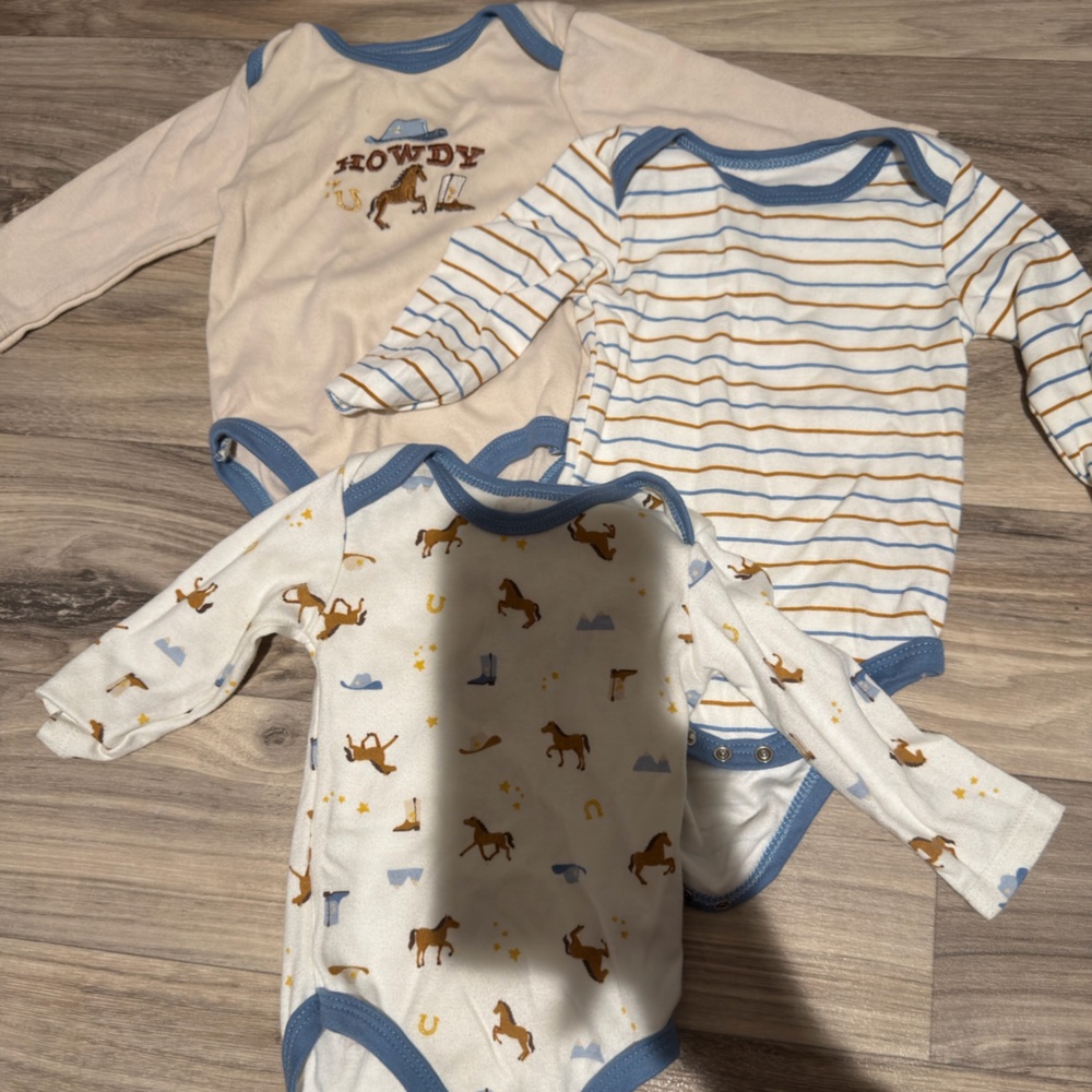 Baby Bodysuit Set with Horse Print and Stripes
